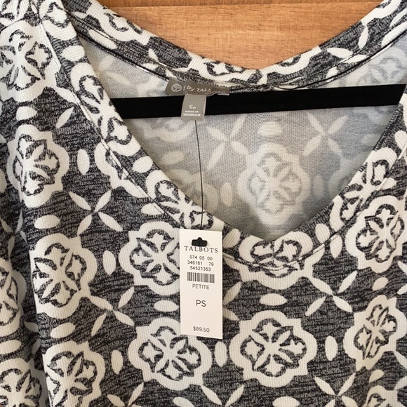 NWT Talbots dress. Lightweight, stretchy material. Pretty grey/white pattern. - Picture 2 of 5